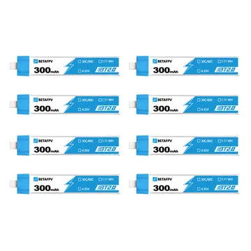 1S 300mAh 30C LiHV Battery with BT2.0 Connector (8pcs)