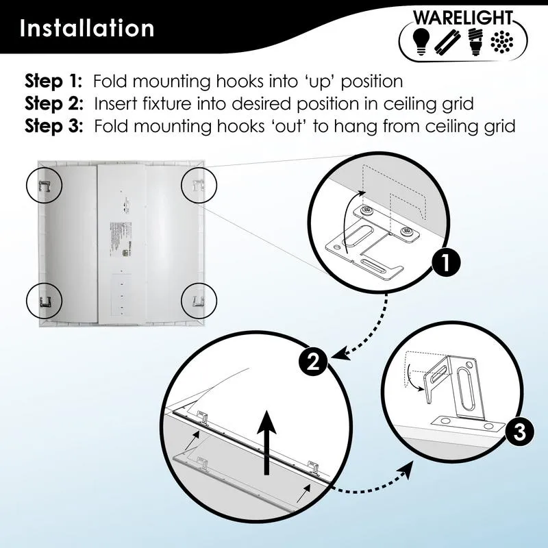 2 Pk 2 x 2 Foot Center Basket Troffer, CCT Selectable 3000K/4000K/5000K, 20-35 Watt