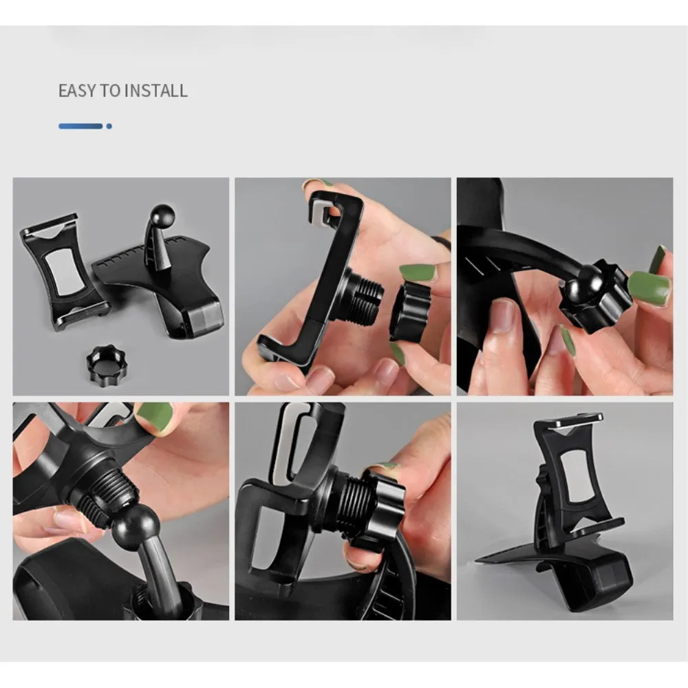 3 in 1 Car GPS Smartphone Holder: Dashboard / Visor Clamp   AC Grid Clip for Lava Xolo Era 4K (2016) - Black