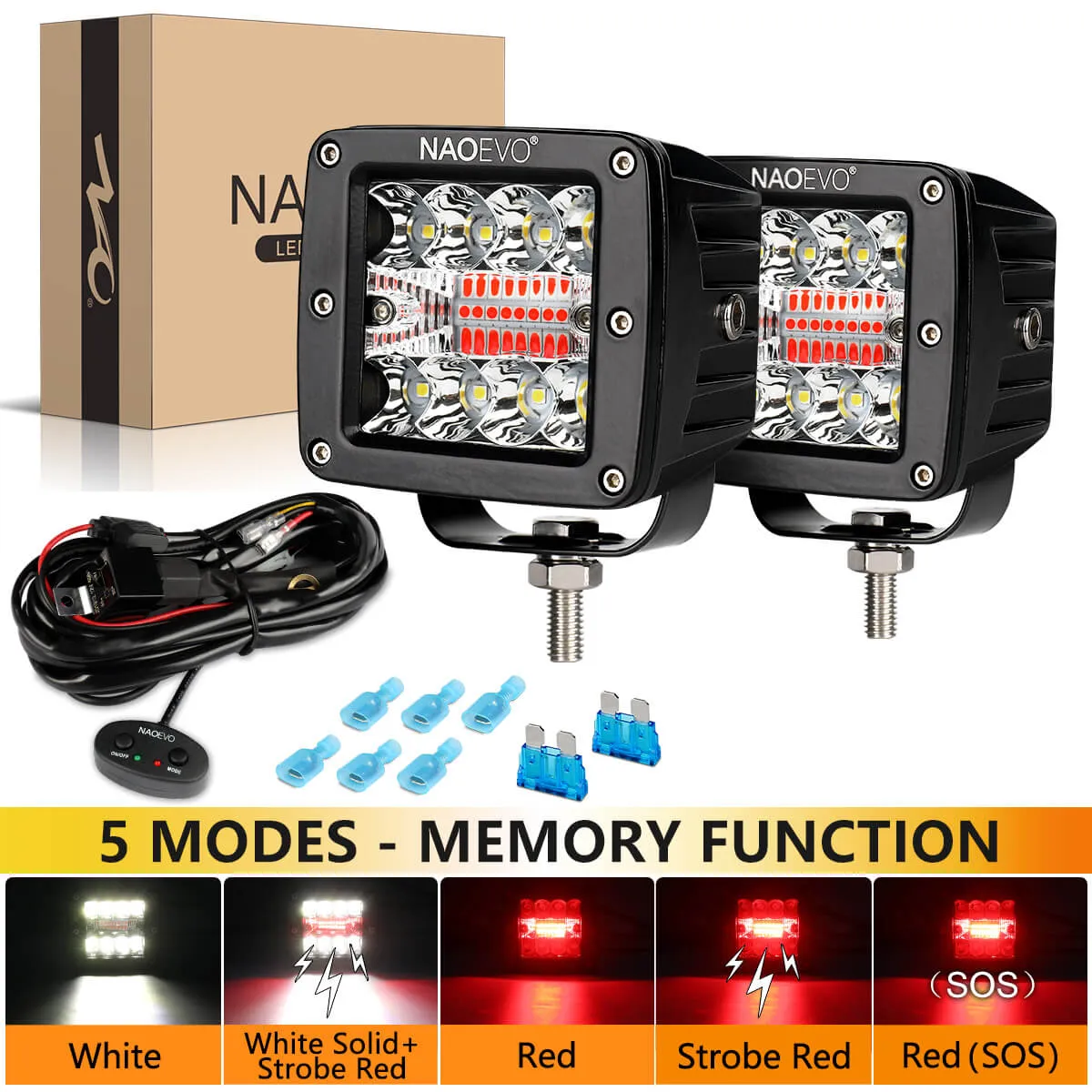 3 Inch 60W Red White LED Light pods