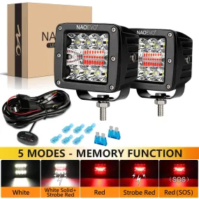 3 Inch 60W Red White LED Light pods