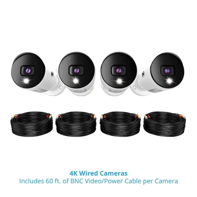 4 Channel 4K Bluetooth DVR with 1TB Hard Drive and 4 Wired 4K Spotlight Cameras