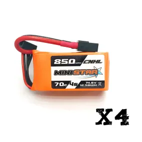 4 Packs CNHL MiniStar 850mAh 14.8V 4S 70C Lipo Battery with XT60 Plug - UK Warehouse