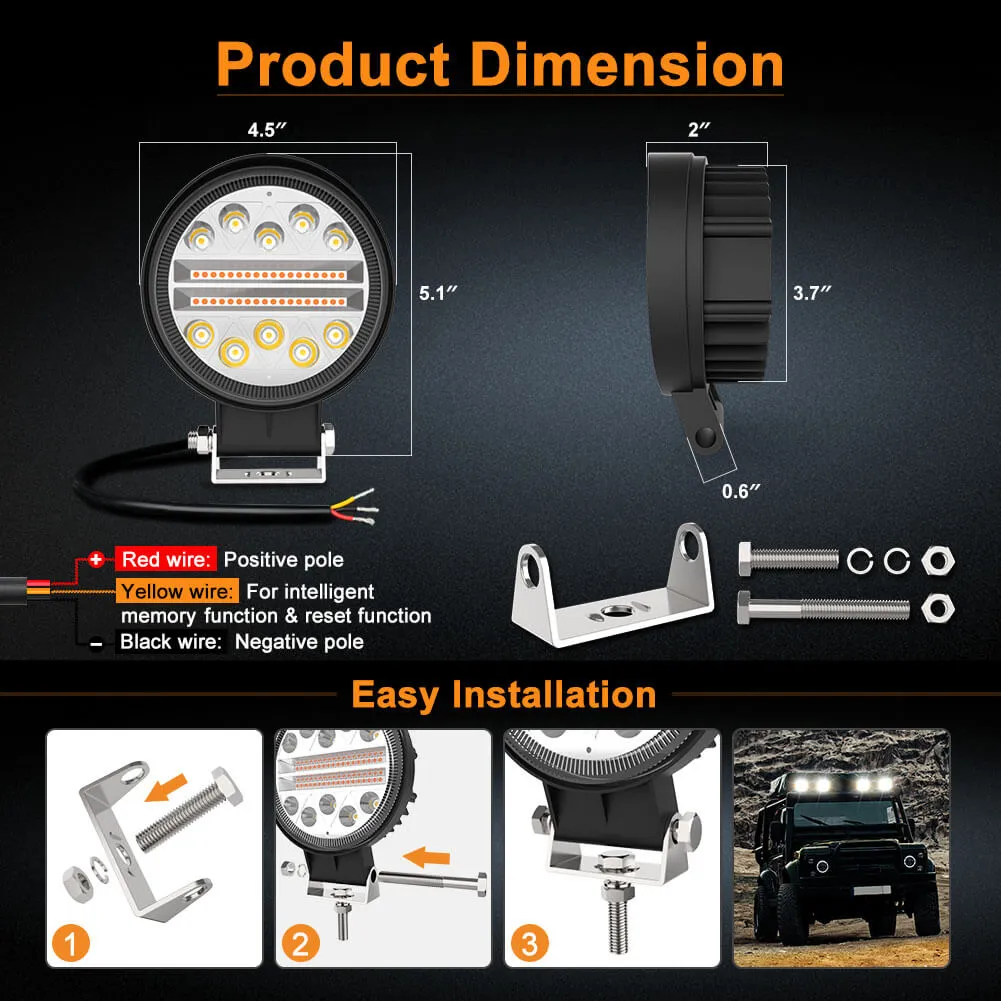 4.5 Inch 140W Round Amber White LED Light Pods