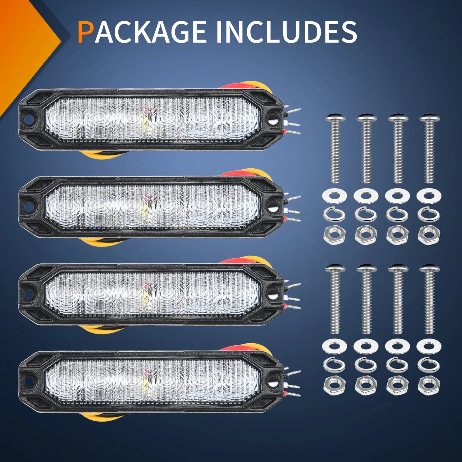 4PCS 6 LED Blue Emergency Warning Strobe Lights