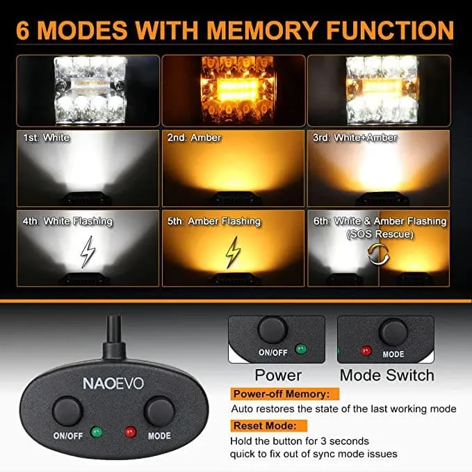 5 Inch 72W Amber White Flush Mount LED Light Pods