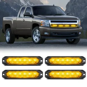 6LED Amber Surface Mount Flashing Emergency Strobe lights 4 PCS
