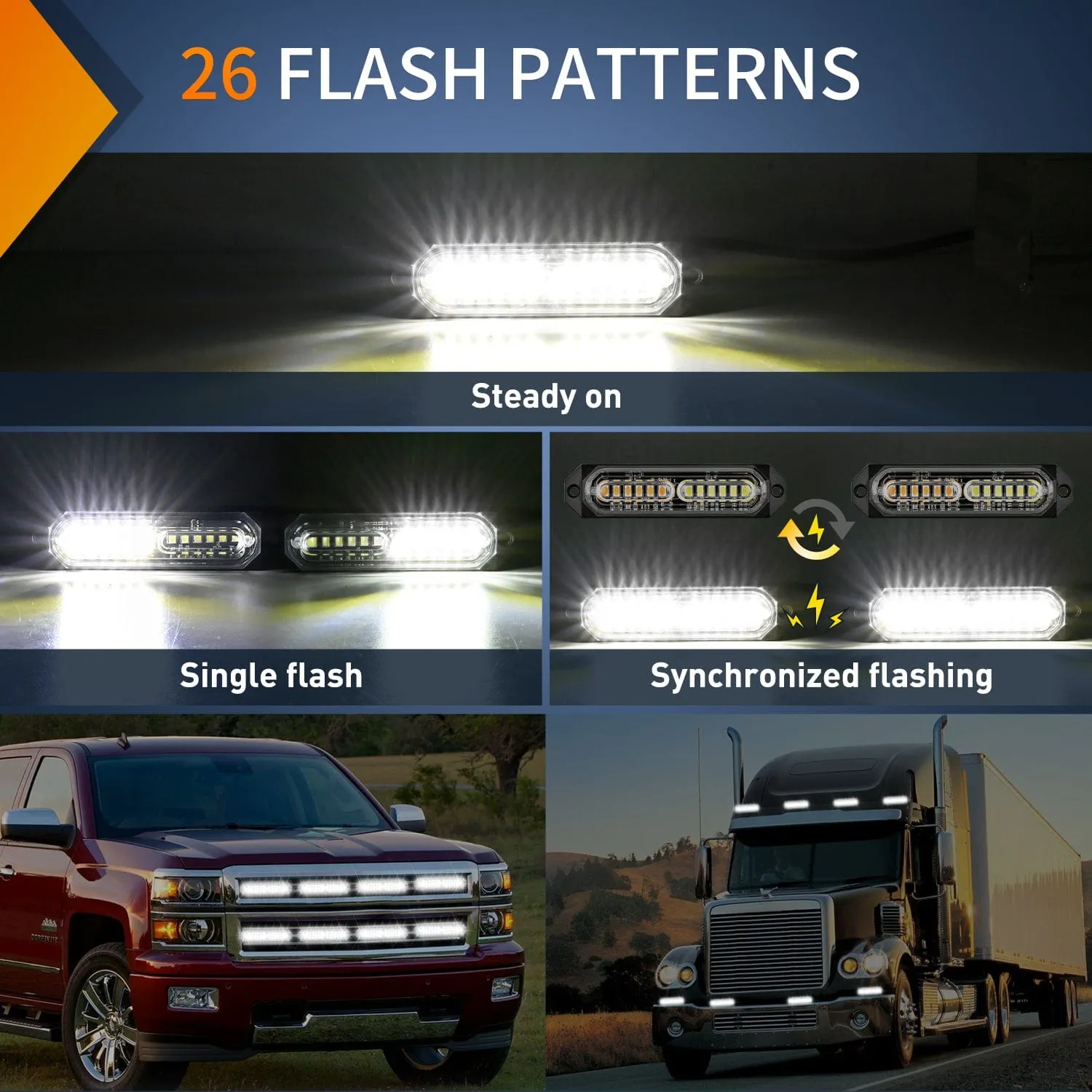 8PCS 12LED White Emergency Strobe Lights