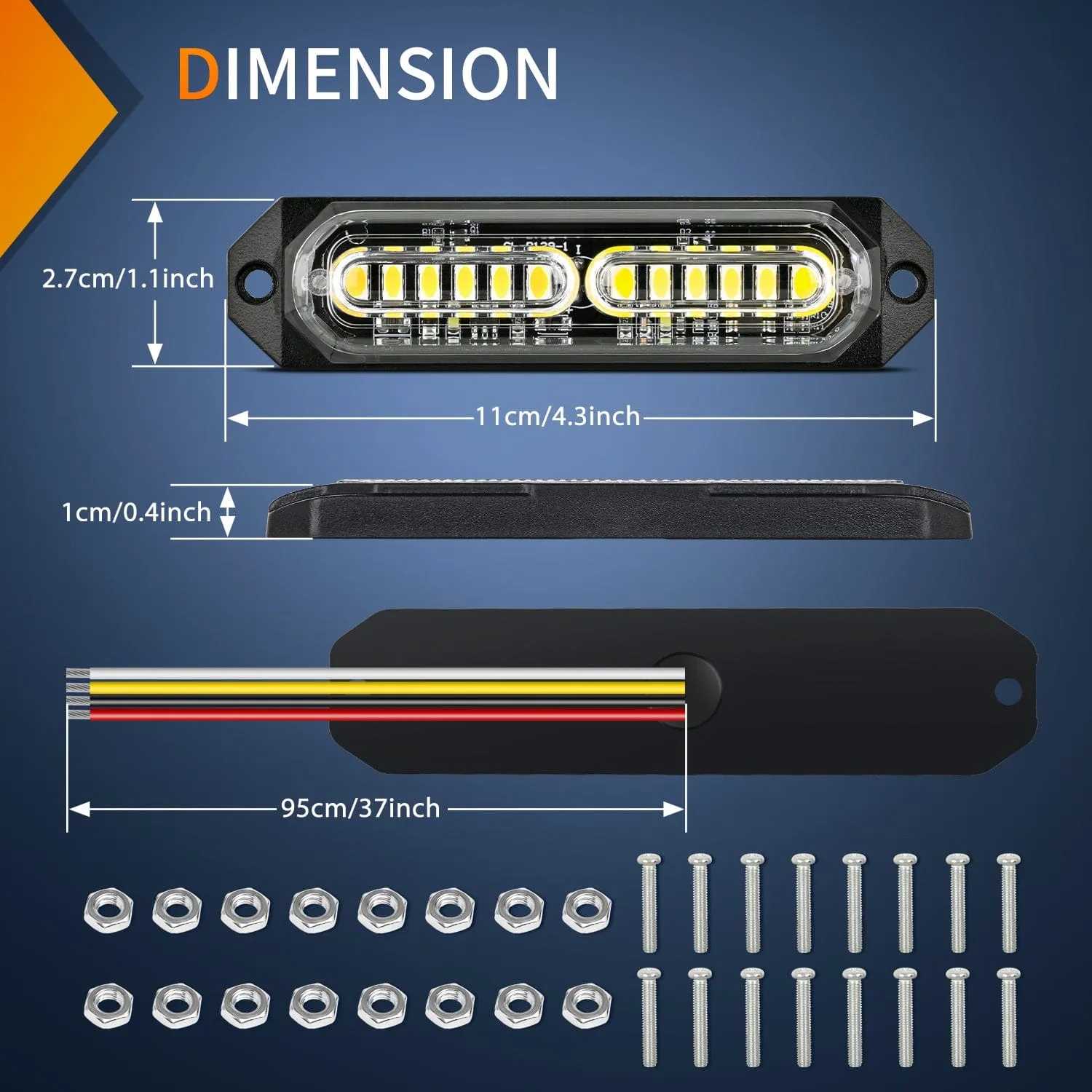 8PCS 12LED White Emergency Strobe Lights