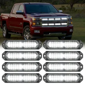 8PCS 12LED White Emergency Strobe Lights