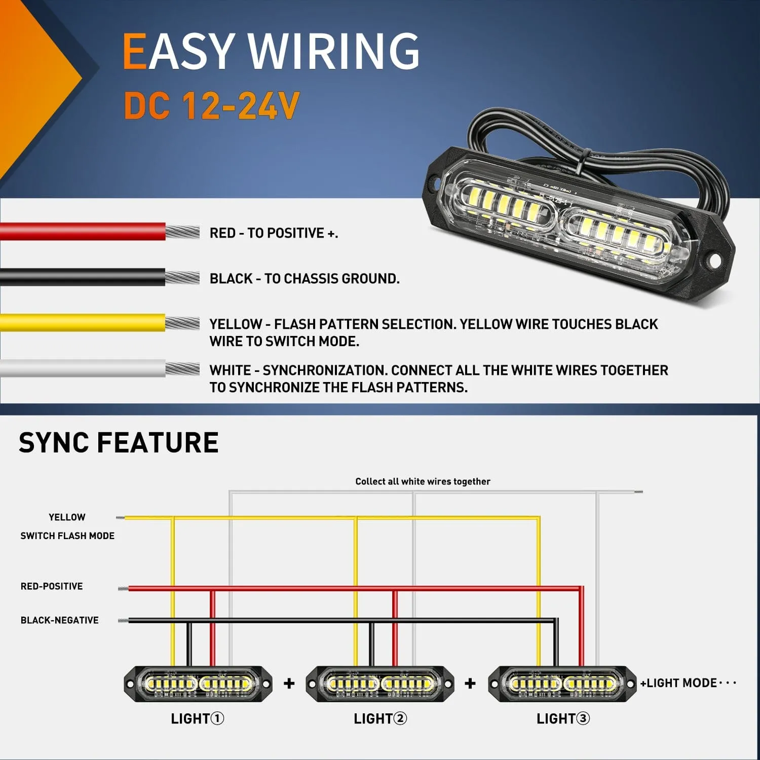 8PCS 12LED White Emergency Strobe Lights