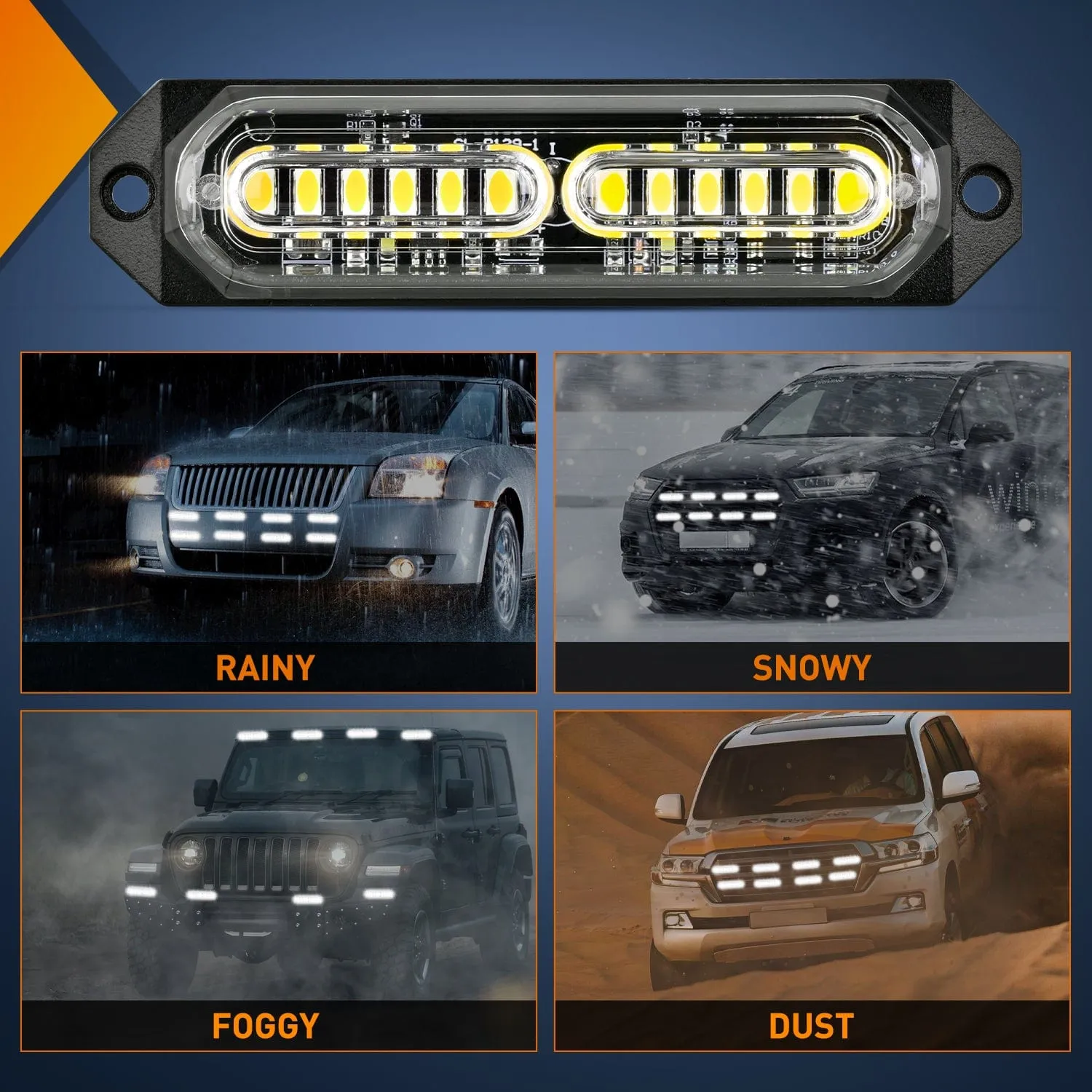 8PCS 12LED White Emergency Strobe Lights