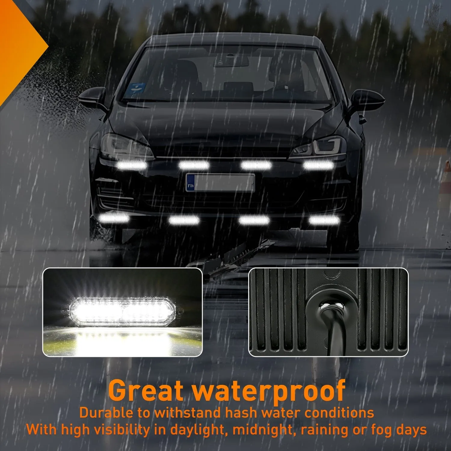 8PCS 12LED White Emergency Strobe Lights