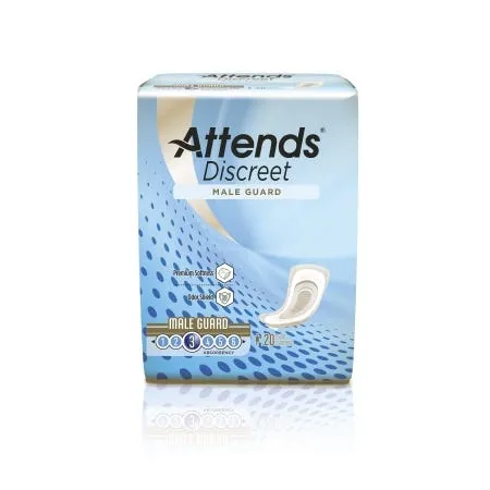 Attends Bladder Control Pad Discreet Male Guard Light Absorbency Polymer Male Disposable Bag of 20