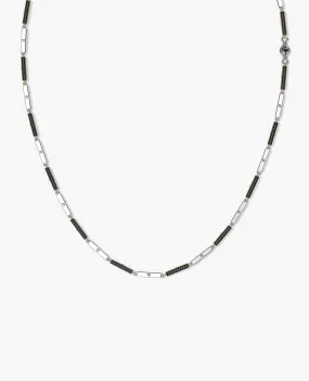 BAR CHAIN Two-Tone Necklace with Black Diamonds
