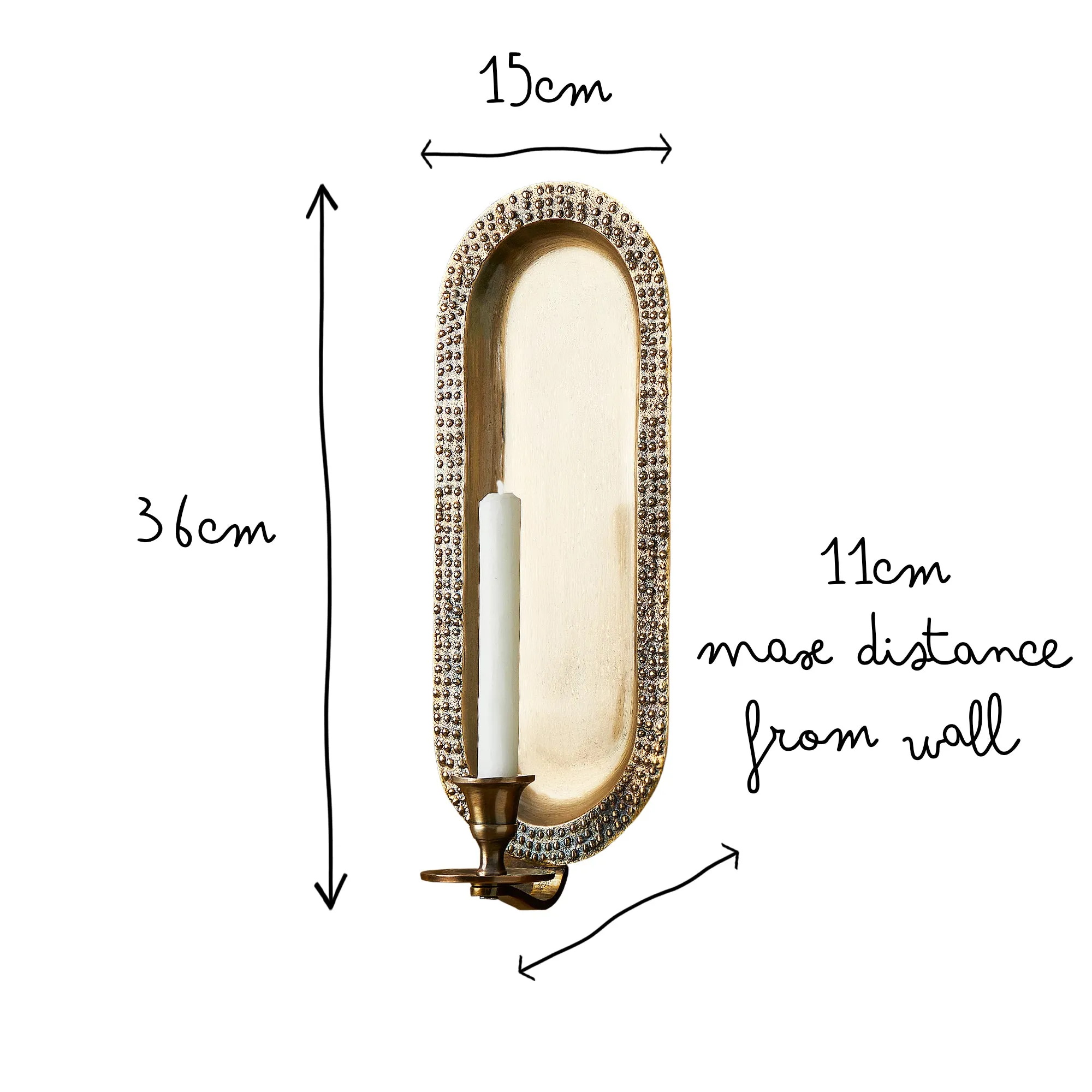 Beacon wall mounted candle holder in antiqued brass