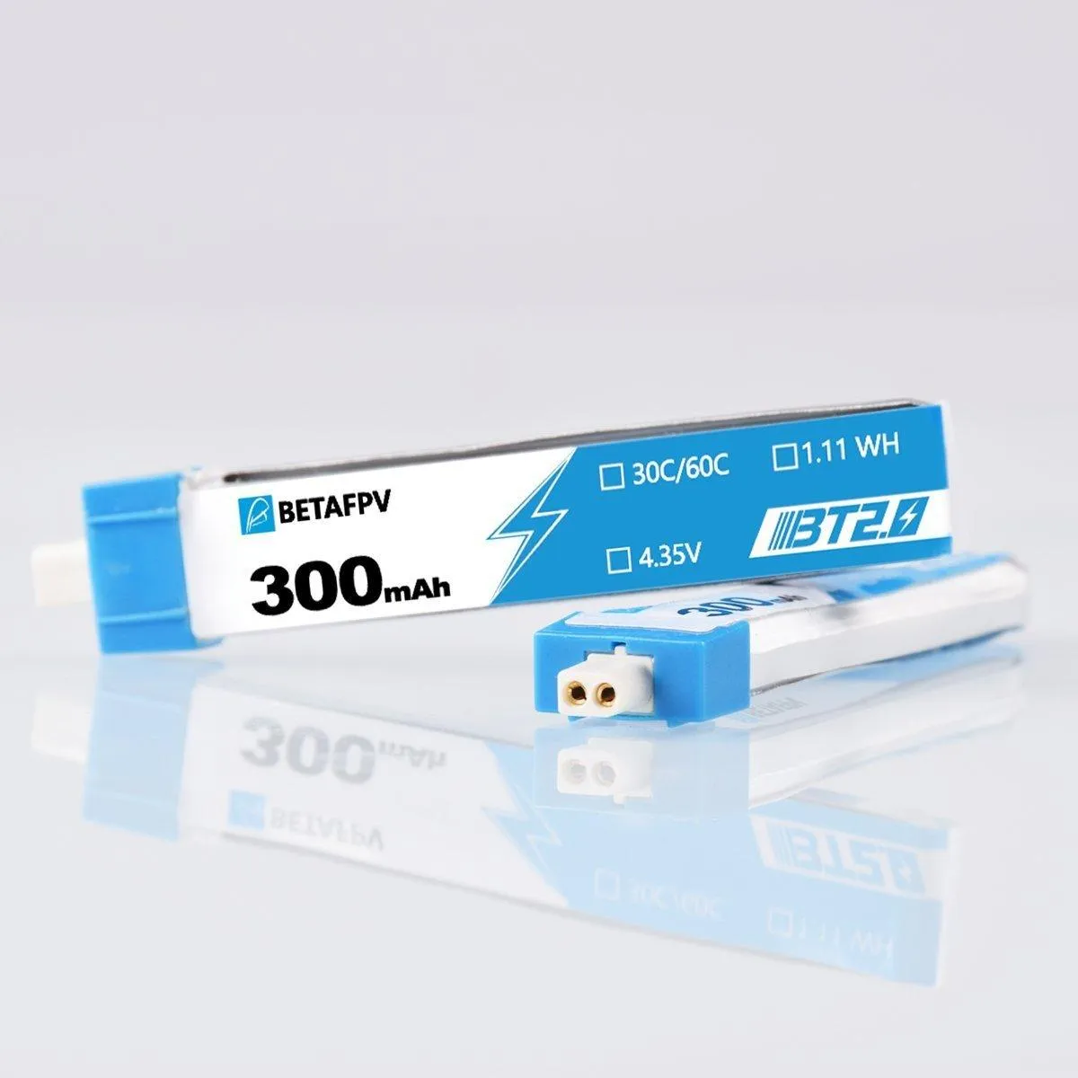 BetaFPV 3.8V 1S 300mAh 30C LiHV Whoop/Micro Battery 8 Pack - BT2.0