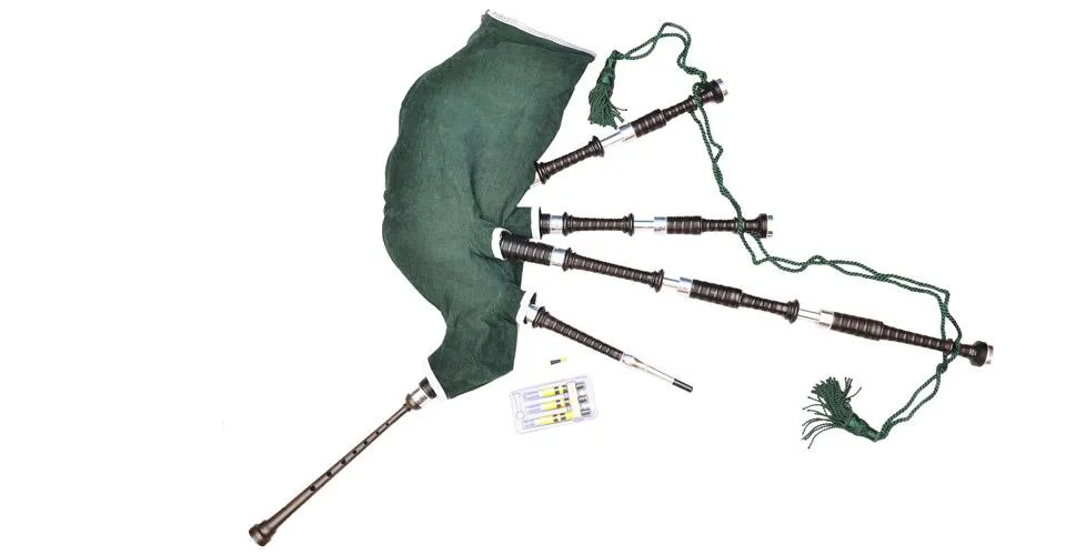 Black & Rosewood Irish Bagpipes With Full Metal Fittings In All Finishes