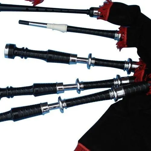 Black & Rosewood Irish Bagpipes With Full Metal Fittings In All Finishes