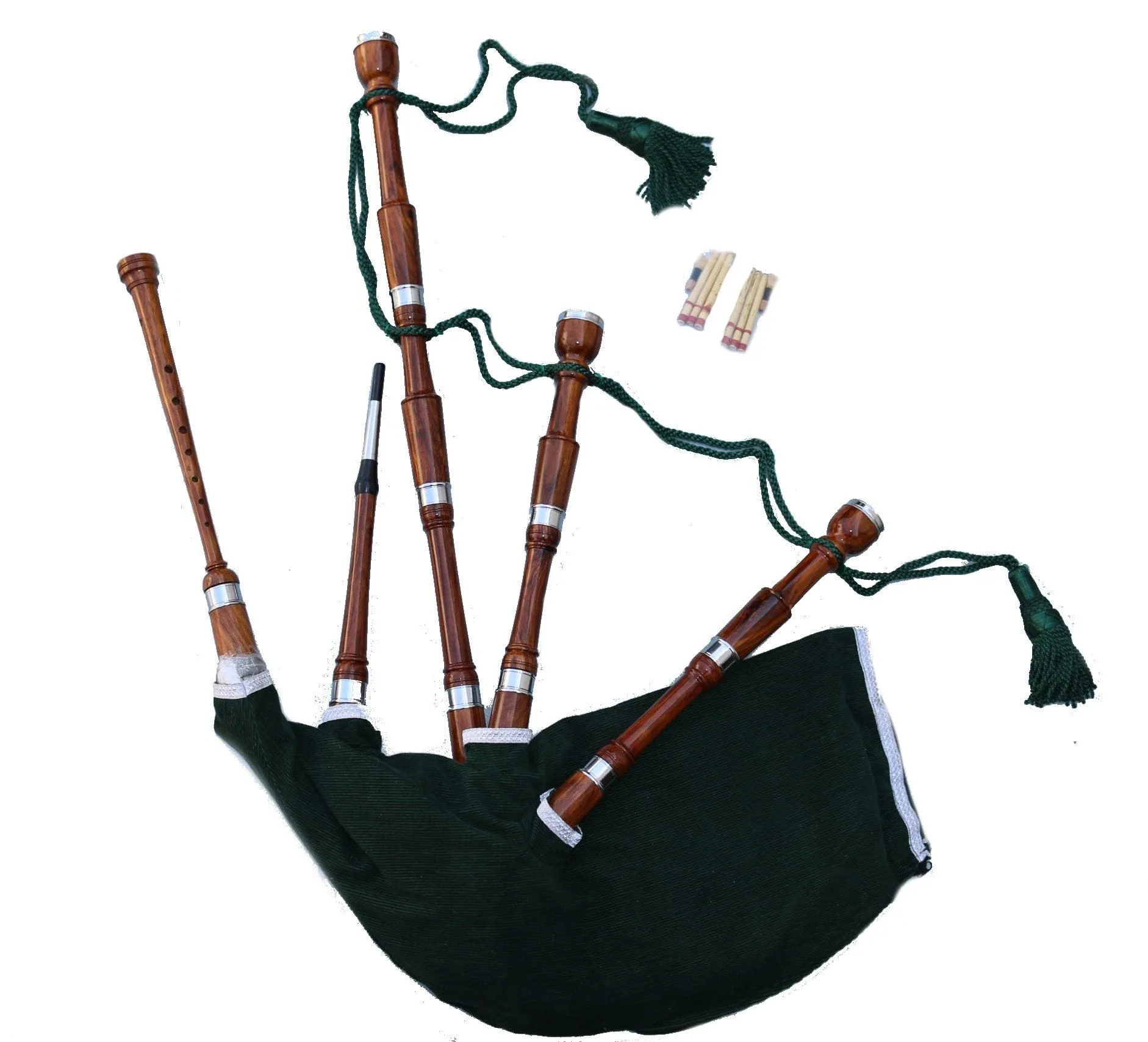 Black & Rosewood Irish Bagpipes With Full Metal Fittings In All Finishes