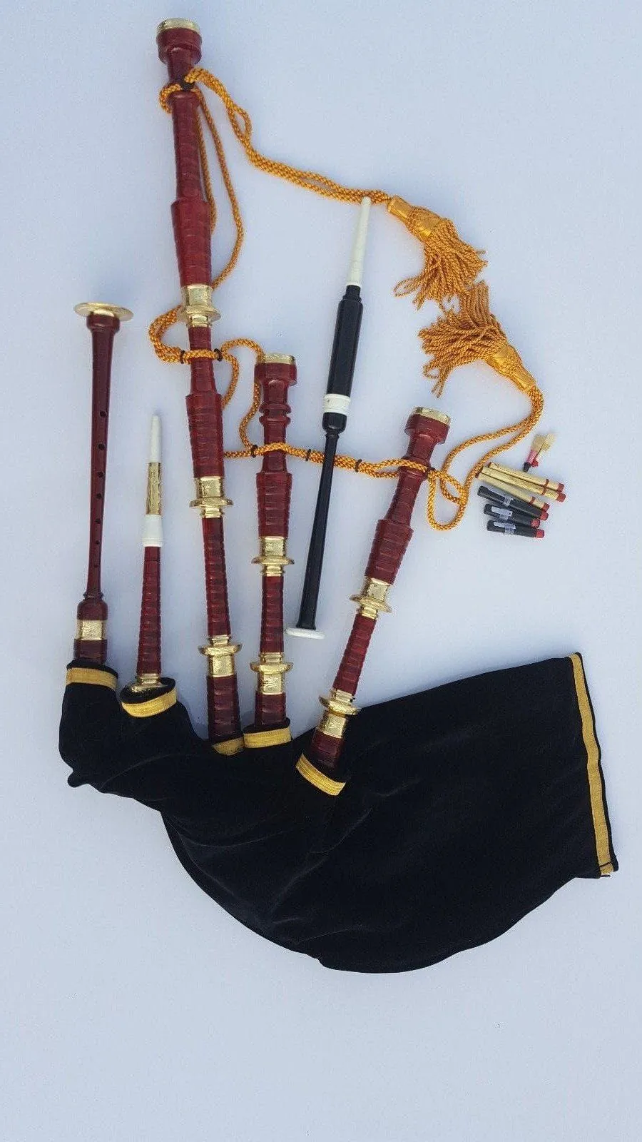 Black & Rosewood Irish Bagpipes With Full Metal Fittings In All Finishes