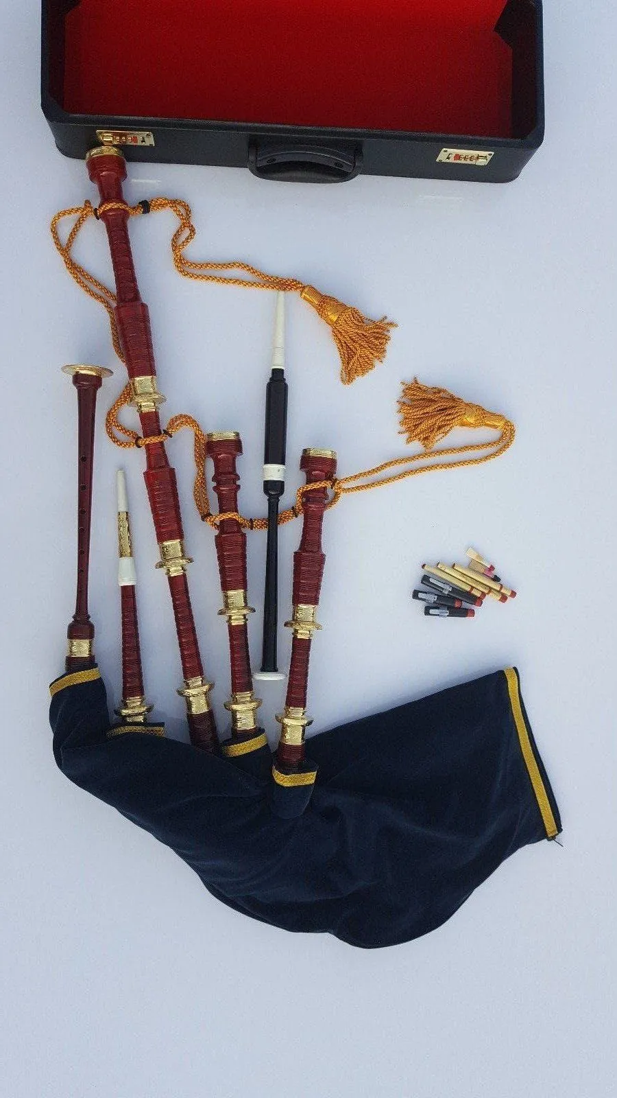 Black & Rosewood Irish Bagpipes With Full Metal Fittings In All Finishes