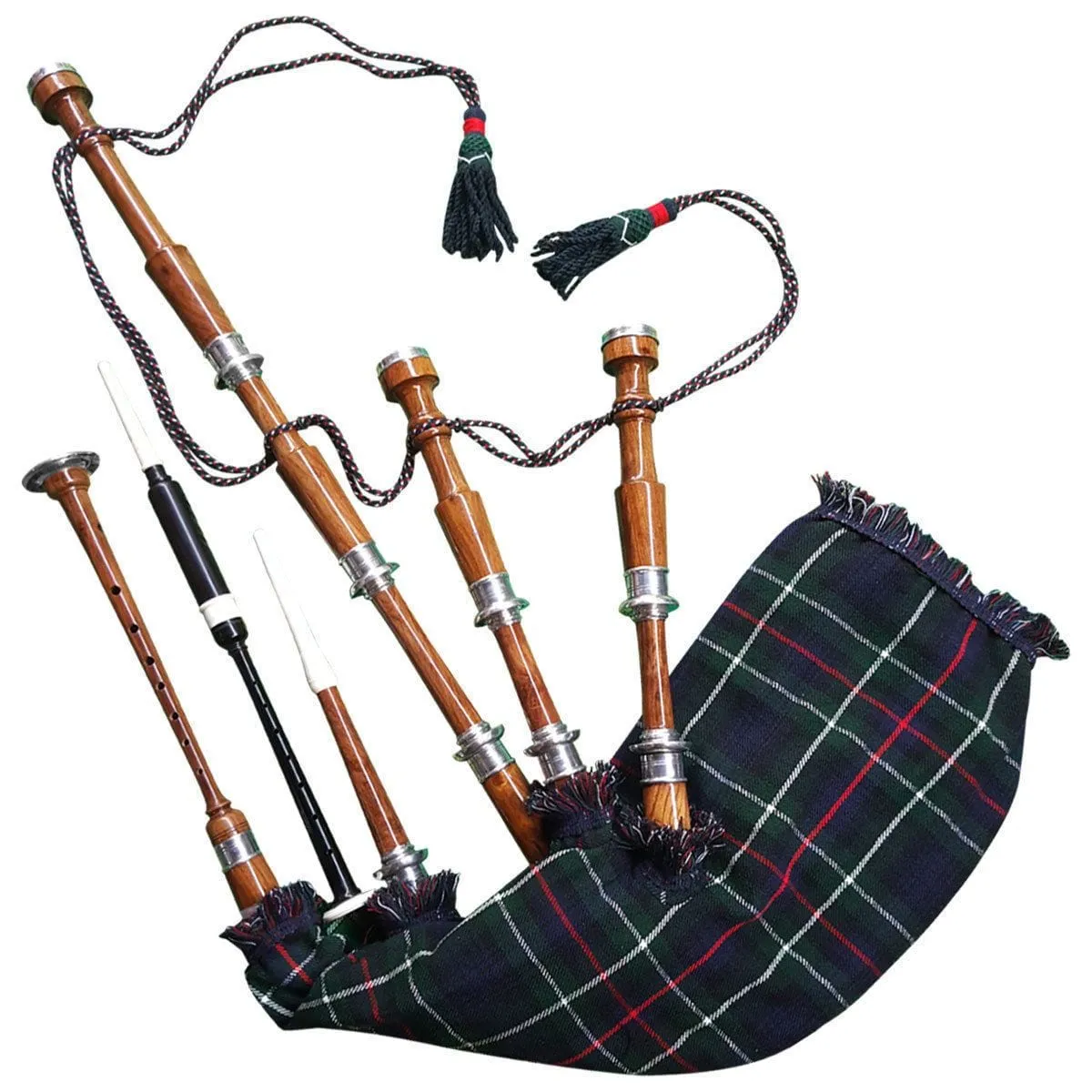 Black & Rosewood Irish Bagpipes With Full Metal Fittings In All Finishes