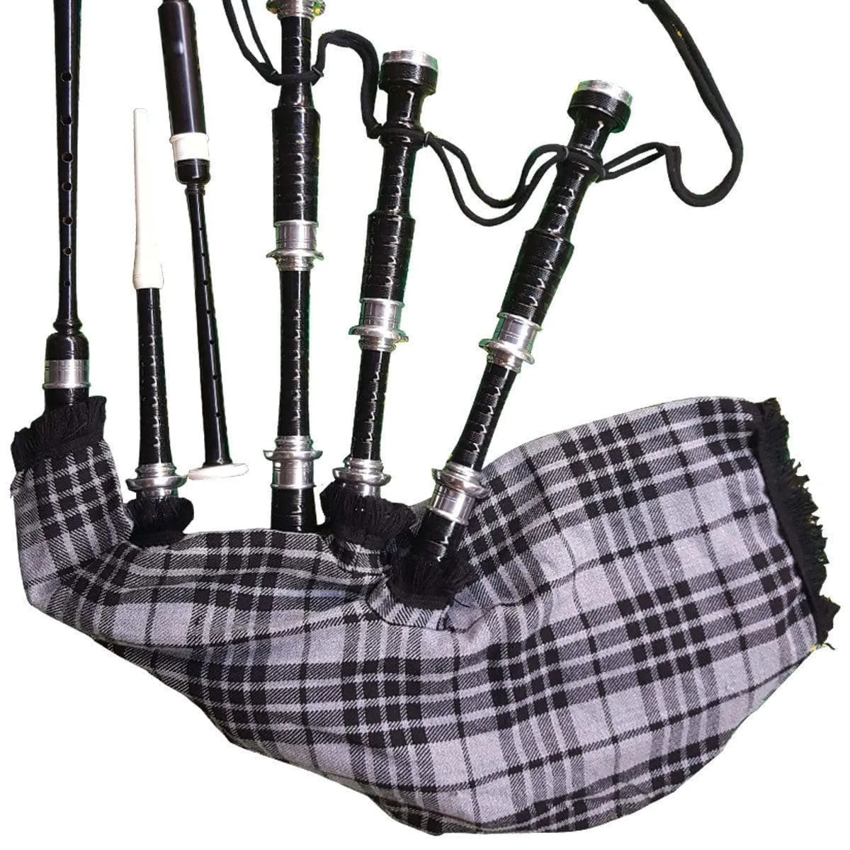 Black & Rosewood Irish Bagpipes With Full Metal Fittings In All Finishes