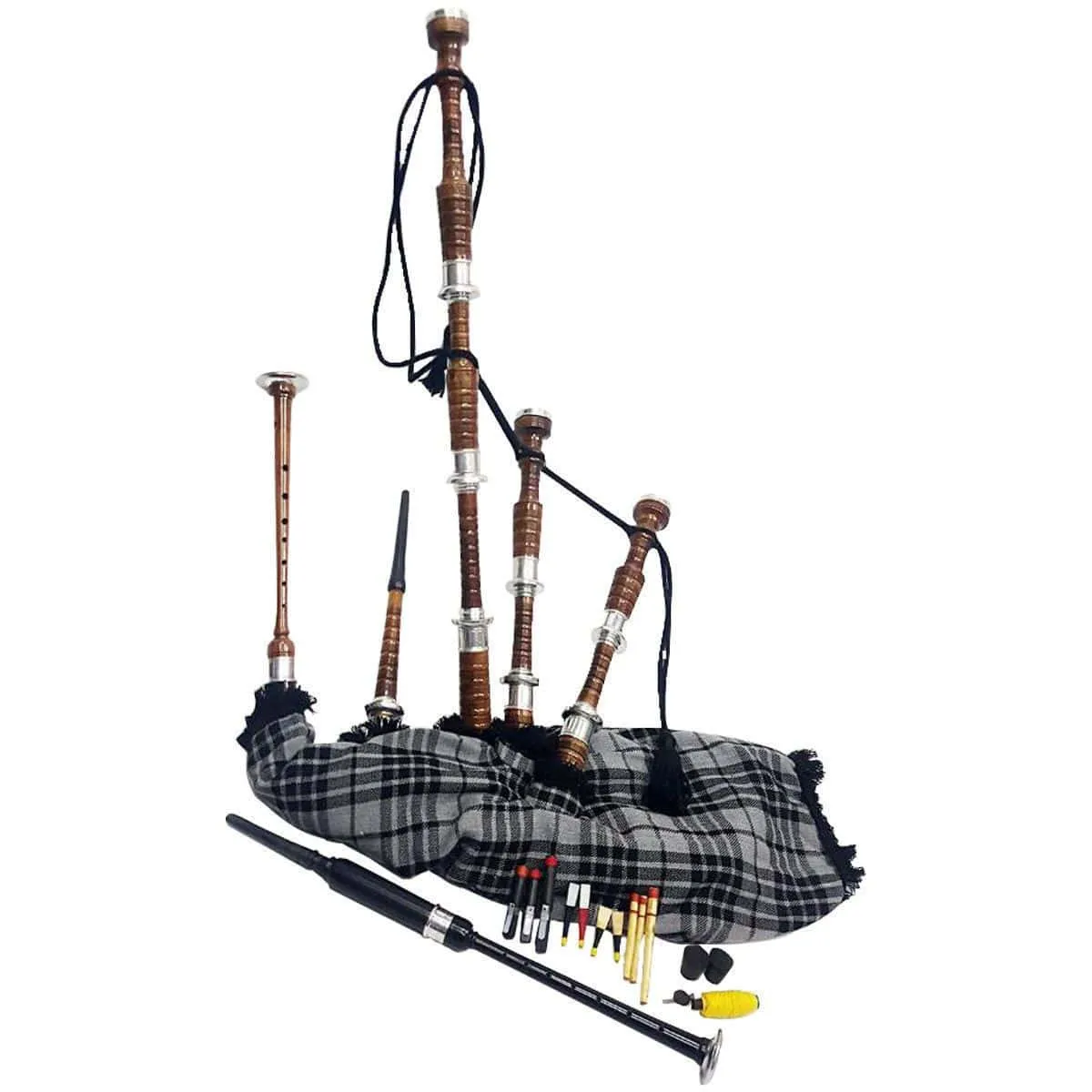 Black & Rosewood Irish Bagpipes With Full Metal Fittings In All Finishes