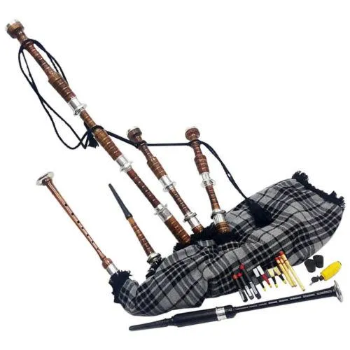 Black & Rosewood Irish Bagpipes With Full Metal Fittings In All Finishes