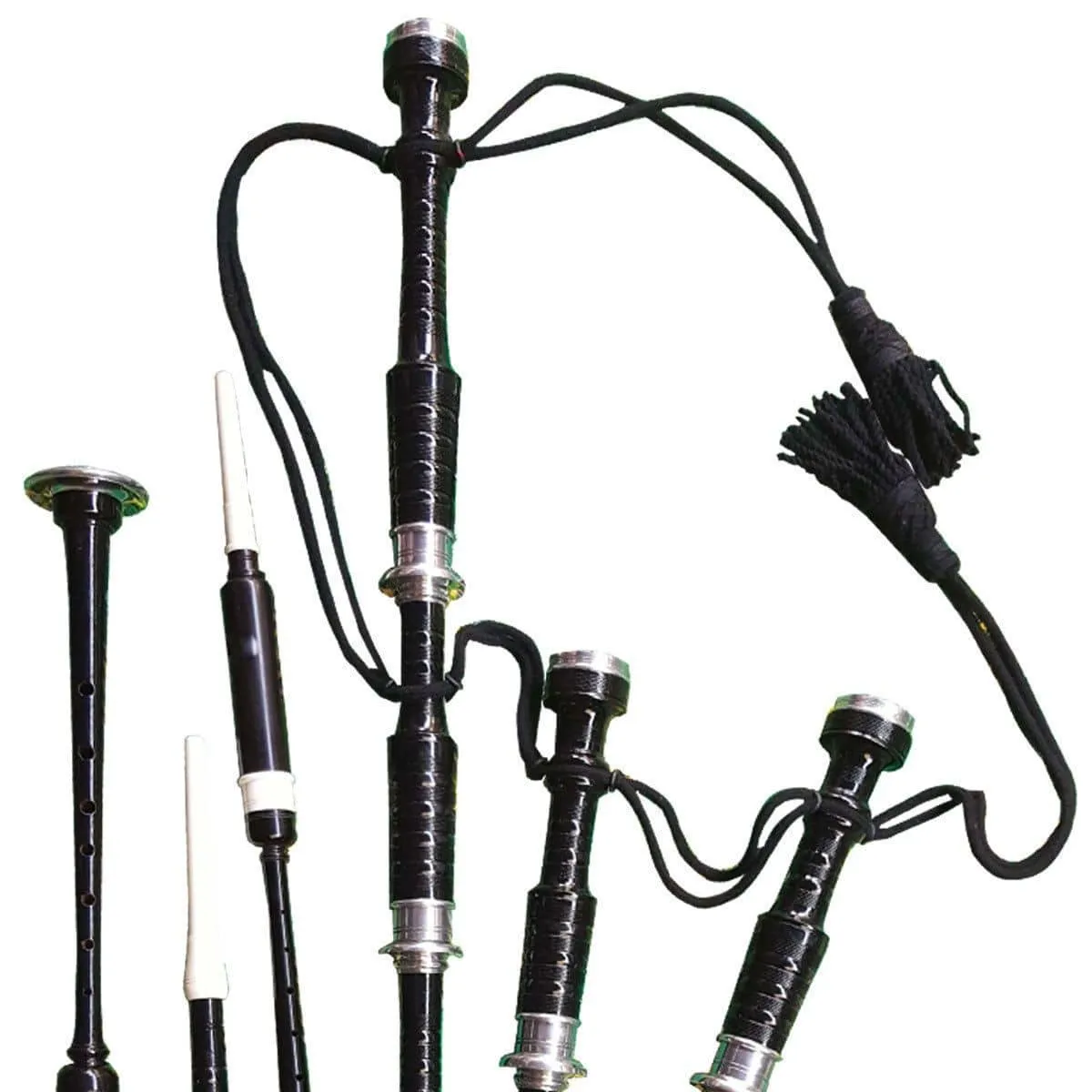Black & Rosewood Irish Bagpipes With Full Metal Fittings In All Finishes