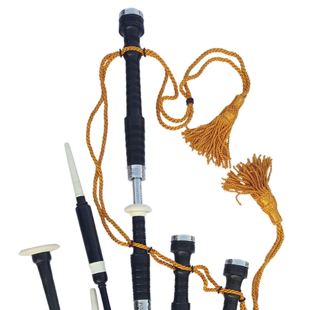 Black & Rosewood Irish Bagpipes With Full Metal Fittings In All Finishes