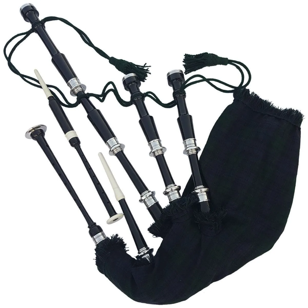 Black & Rosewood Irish Bagpipes With Full Metal Fittings In All Finishes