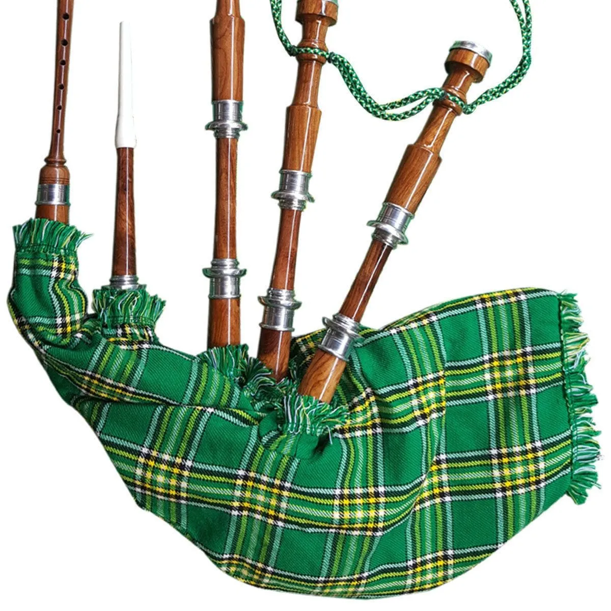 Black & Rosewood Irish Bagpipes With Full Metal Fittings In All Finishes