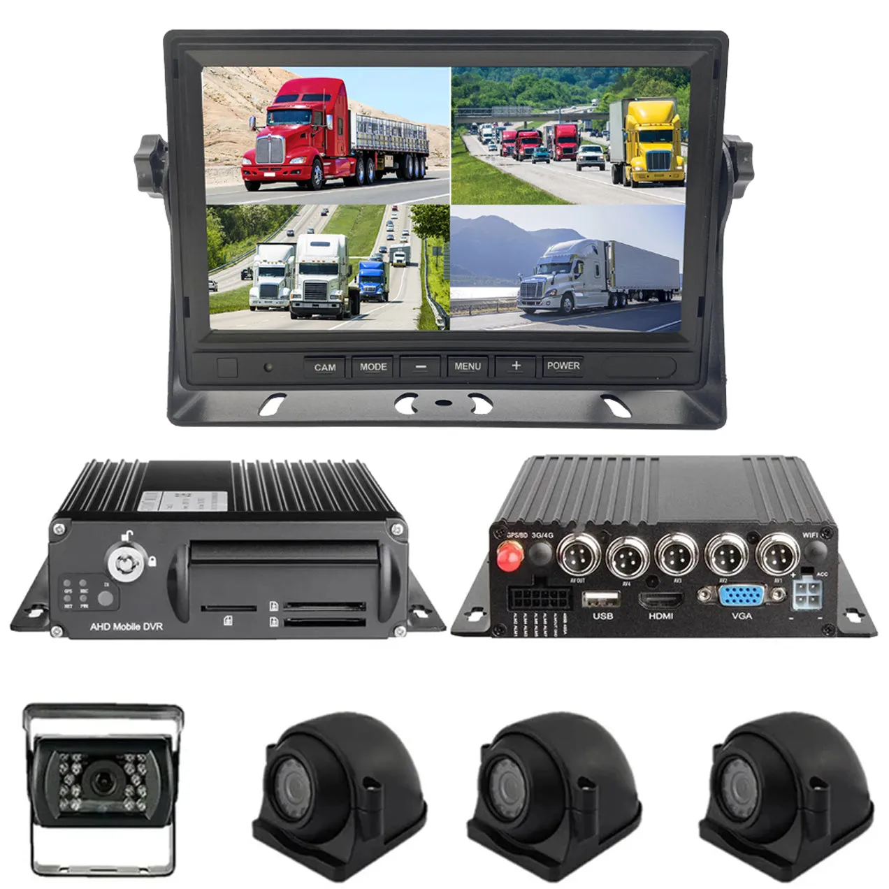 Black Box 1080P Dash Cam, 3-4 Cam MDVR System, For Fleets/ Truckers