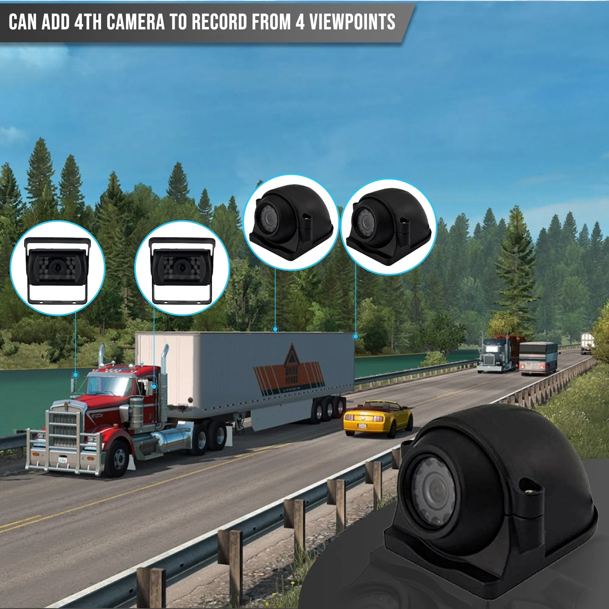 Black Box 1080P Dash Cam, 3-4 Cam MDVR System, For Fleets/ Truckers