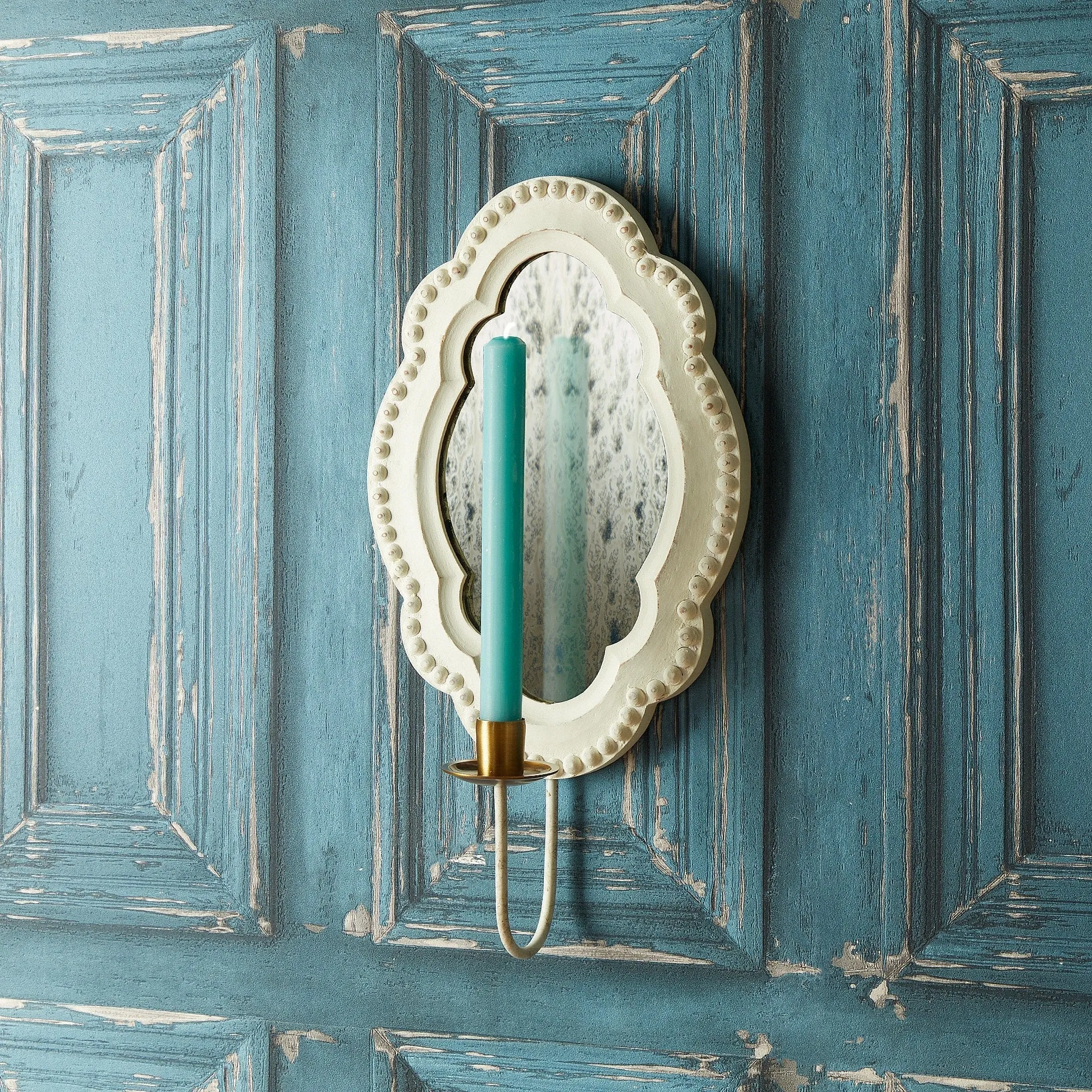 Bracken wall mounted candle holder in natural wood