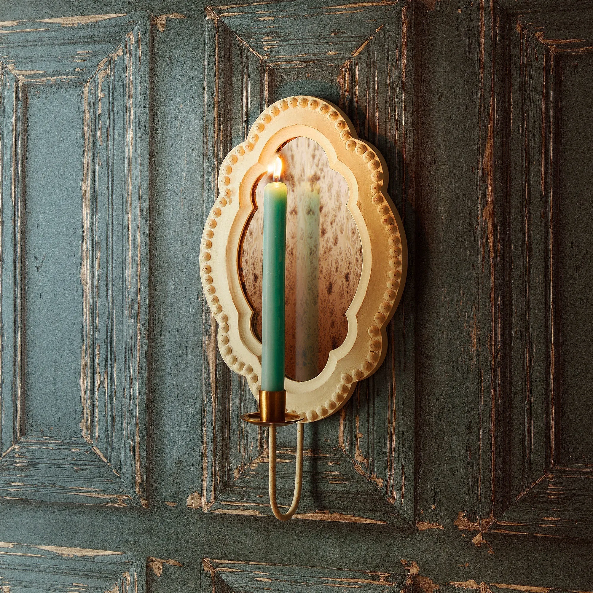 Bracken wall mounted candle holder in natural wood