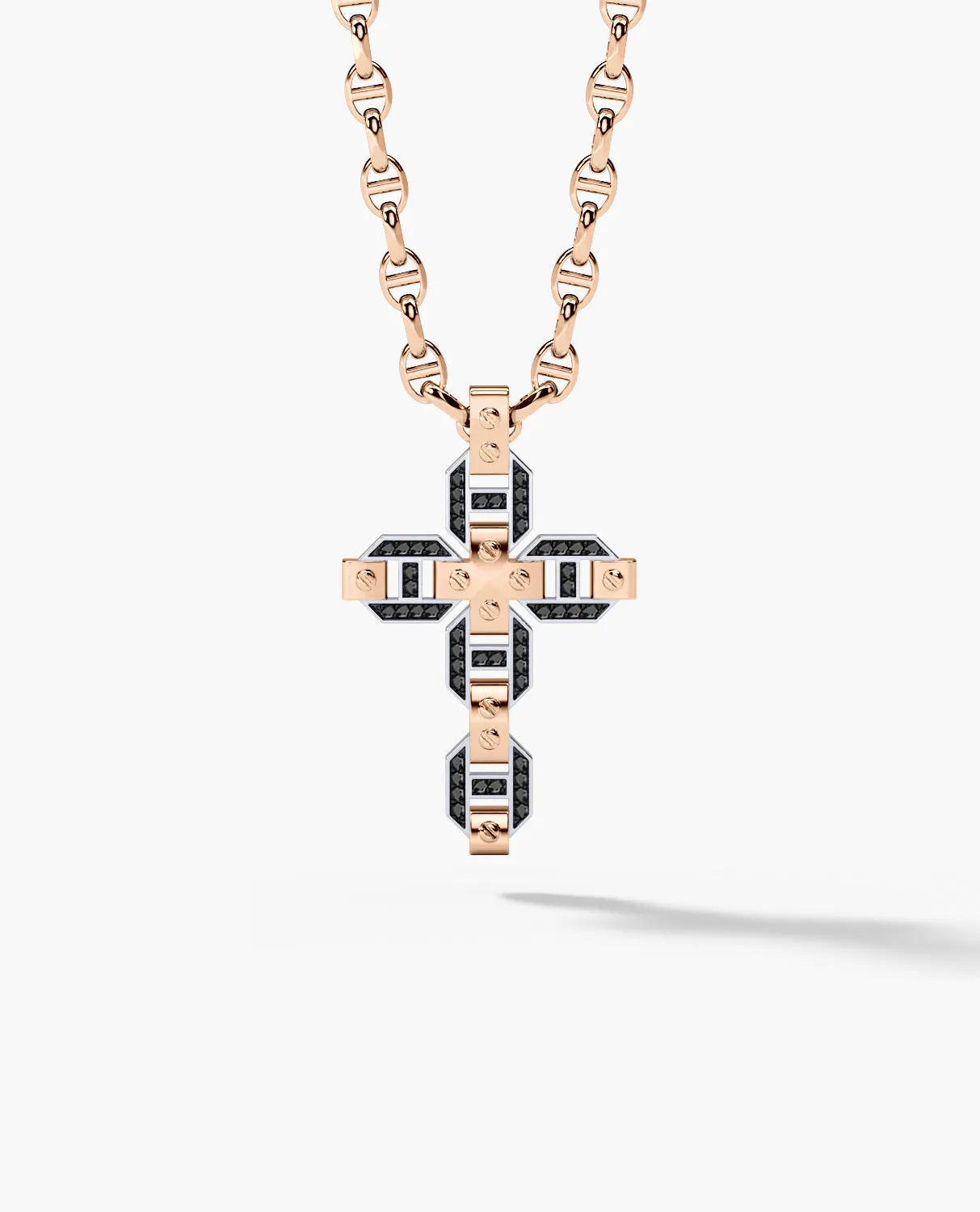 BRIGGS Cross Pendant in Gold with 0.50ct Black Diamonds