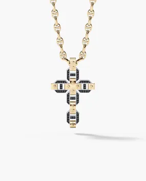 BRIGGS Cross Pendant in Gold with 0.50ct Black Diamonds