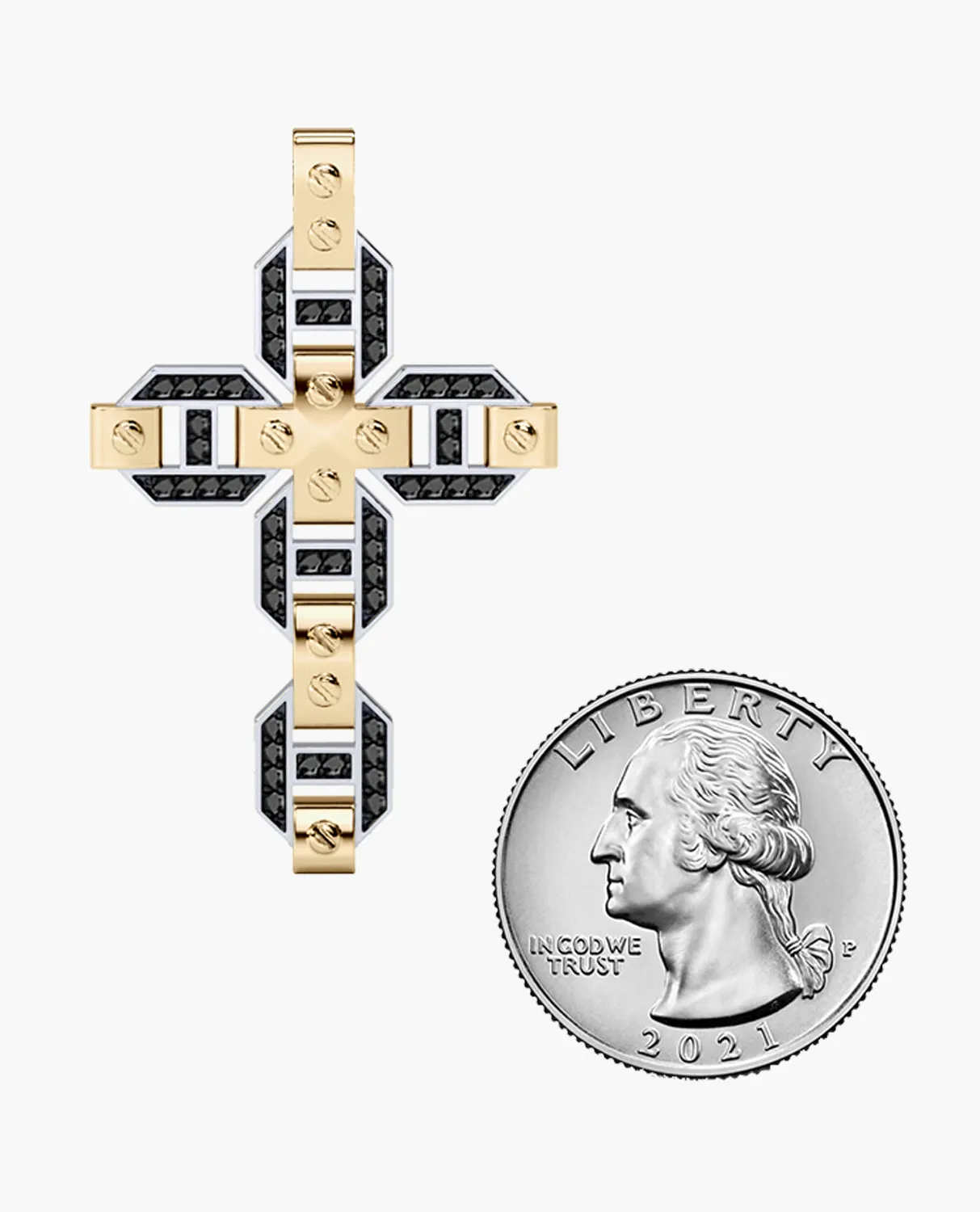 BRIGGS Cross Pendant in Gold with 0.50ct Black Diamonds