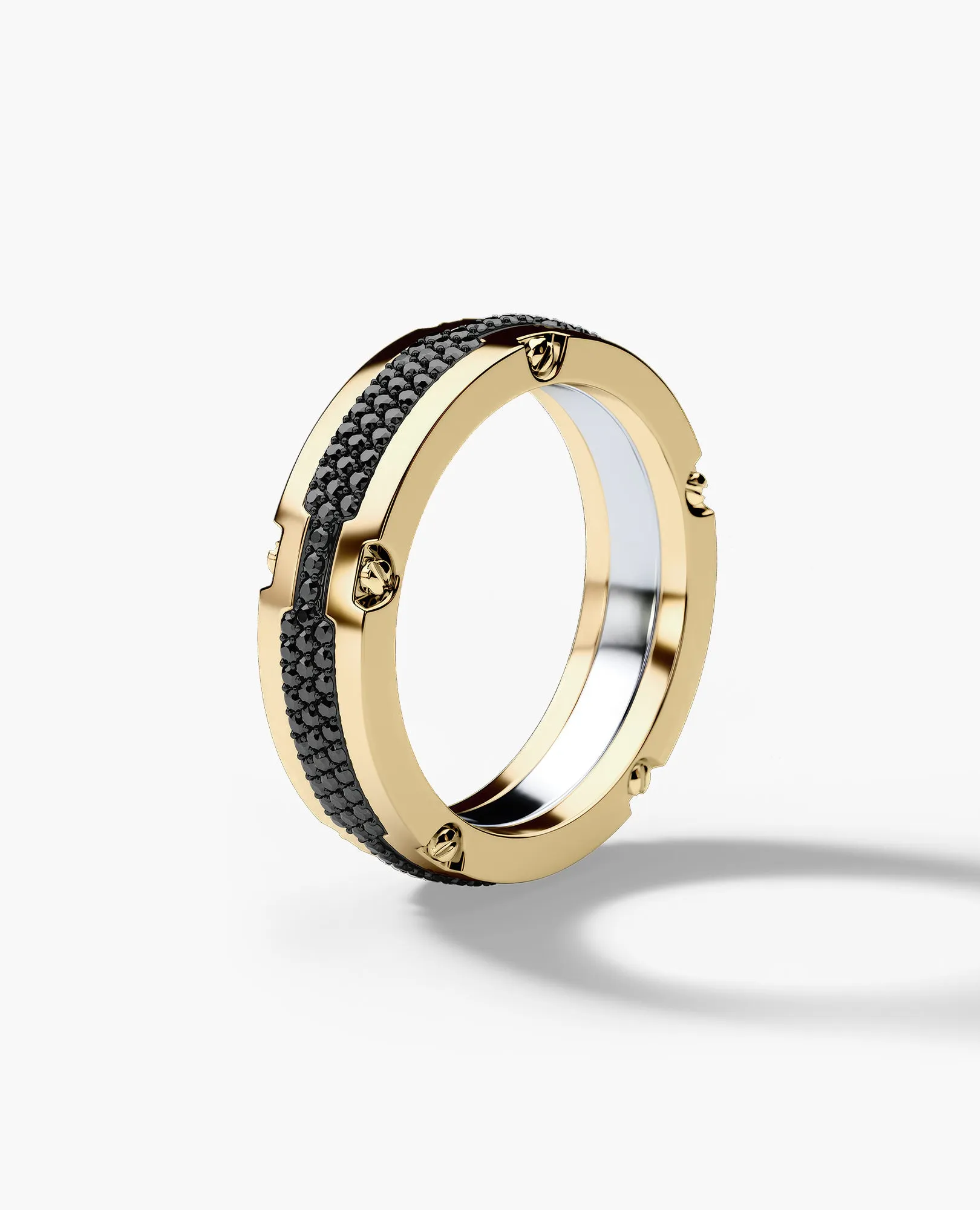 CABARRUS Two-Tone Gold Ring with 0.85ct Black Diamonds