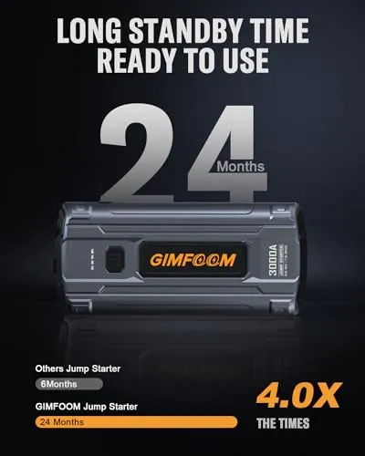 Car Jump Starter, 3000A Jump Starter Battery Pack for Up to 9.0L Gas or 7.5L Diesel Engine, 12V Car Battery Jump Starter, Jump Box with LED Light, Storage Case, and Dual USB Output.
