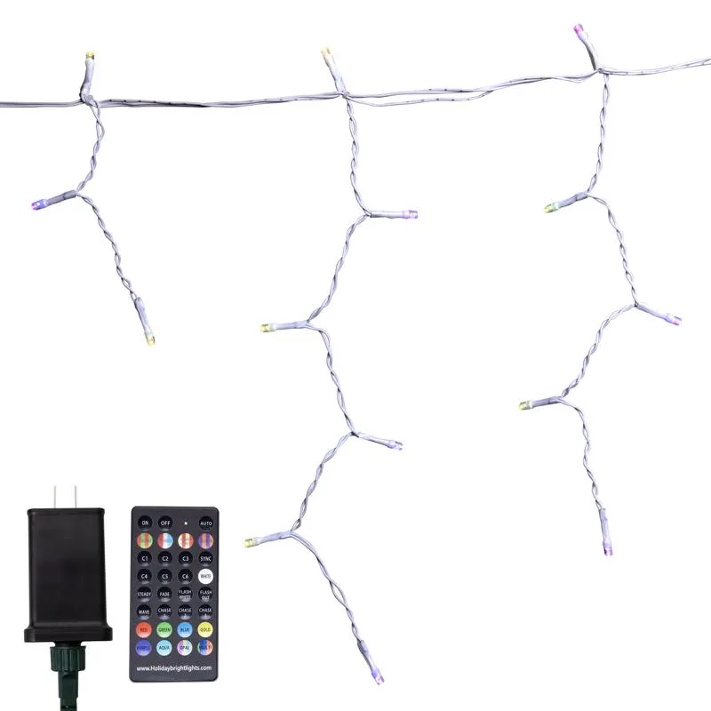 Celebrations Platinum Brilliant LED Micro/5mm RGBW 150 ct Icicle Christmas Lights