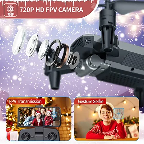 DEERC D20 Mini Drone for Kids with 720P HD FPV Camera Remote Control Toys Gifts for Boys Girls with Altitude Hold, Headless Mode, One Key Start Speed Adjustment, 3D Flips 2 Batteries, Silver