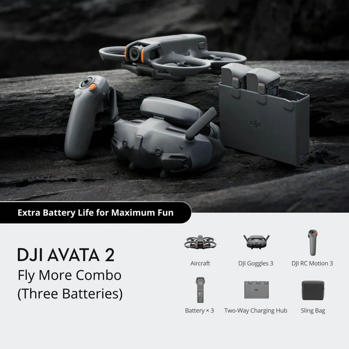 DJI AVATA 2 Fly More Combo (Single / Three Battery) 4K 60fps 46GB FPV Immersive Drone with 23 Minutes Max Flight Time, DJI O4 13Km Max Video Transmission, Easy ACRO, RTH, Turtle Mode and RockSteady / HorizonSteady Stabilization
