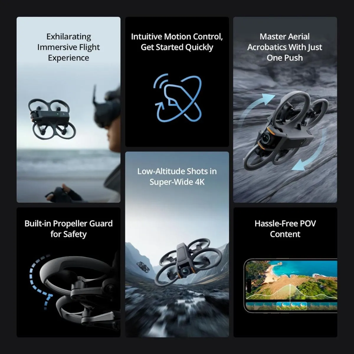 DJI AVATA 2 Fly More Combo (Single / Three Battery) 4K 60fps 46GB FPV Immersive Drone with 23 Minutes Max Flight Time, DJI O4 13Km Max Video Transmission, Easy ACRO, RTH, Turtle Mode and RockSteady / HorizonSteady Stabilization