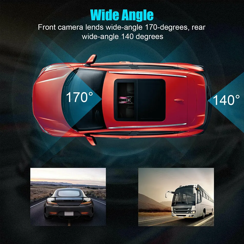 Dual Lens Car DVR Dash Cam 4-inch Ips 1080p Hd Display Dual