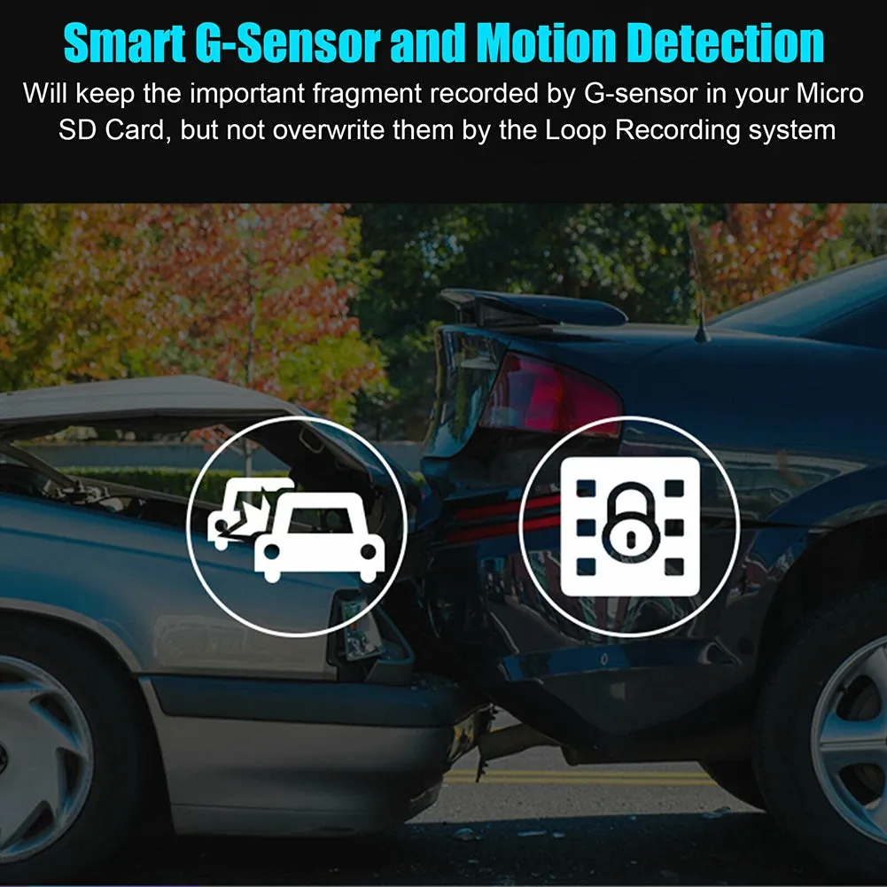 Dual Lens Car DVR Dash Cam 4-inch Ips 1080p Hd Display Dual