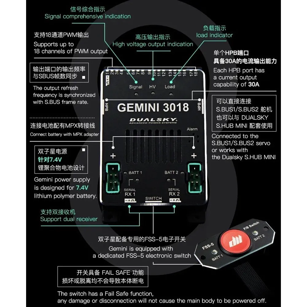 Dualsky DSB21897 Gemini 3018 Deluxe Power Supply with two S-Hub Mini PWM Convertors
